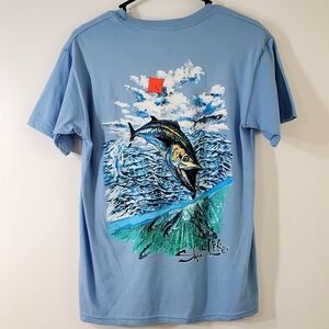 Salt Life Blue Graphic Men's Short Sleeve Shirt Small